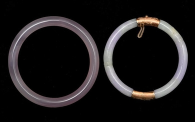 (2) Pink Stone Bangles, Early 20th Century