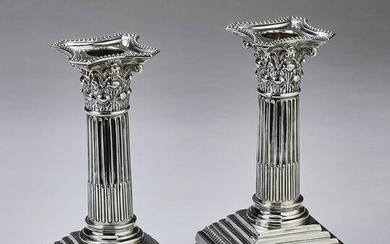 (2) Sterling candlesticks by Wm Hutton & Sons, 1902