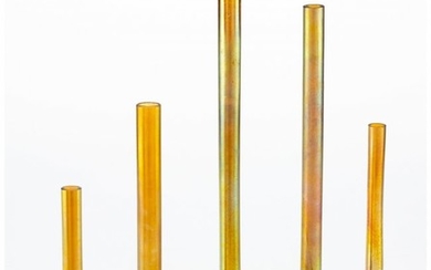 23050: Five Steuben Gold Aurene Glass Vases, 1903-1932