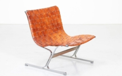 LITTEL ROSS (1929 2000) Lounge chair. Chrome metal…