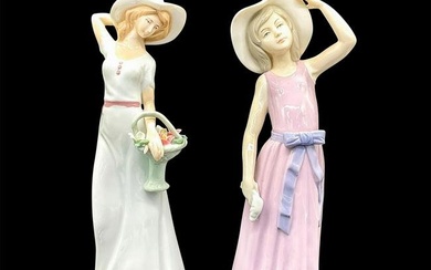 2pc Porcelain Figurines, Springtime Ladies