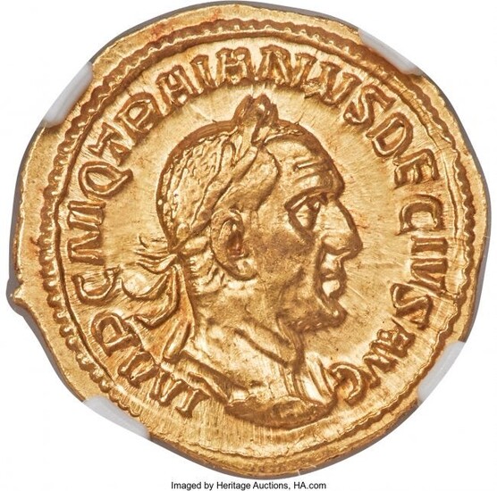 30050: Trajan Decius (AD 249-251). AV aureus (20mm, 4.3