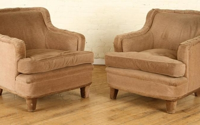 PAIR UPHOLSTERED CLUB CHAIRS MANNER OF JANSEN