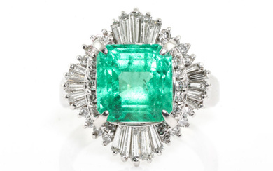 3.40ct Emerald and Diamond Ring