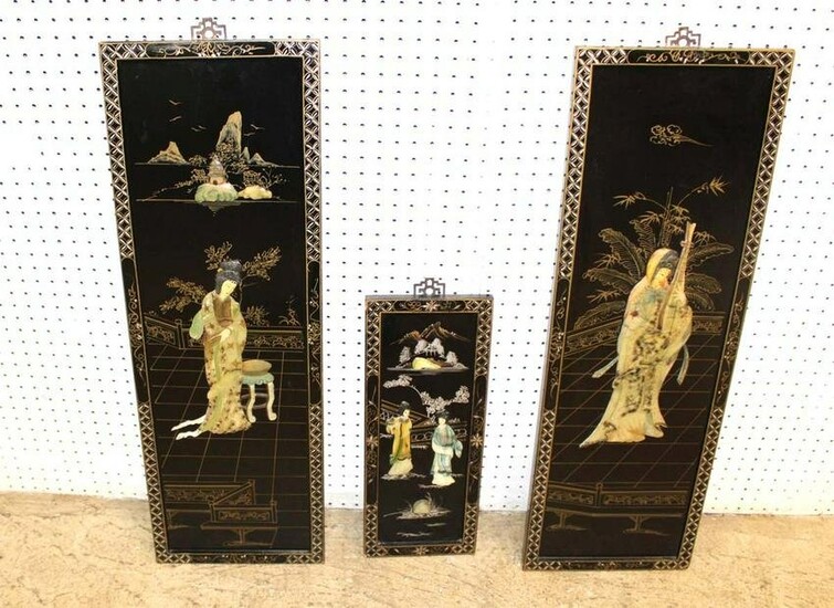 3pc Asian 3D decorated wall plaques