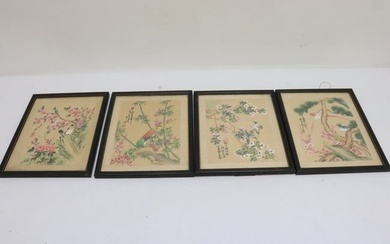 4 Chinese antique framed watercolor paintings