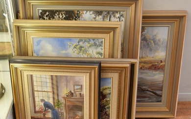 A COLLECTION OF 6 FRAMED OIL ON CANVASES BY TREVOR OPRAY