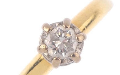 An 18ct gold diamond single-stone ring. The