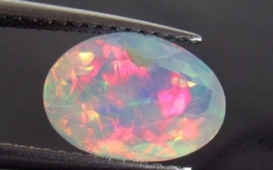 1.96 Ct Genuine Multi-Color Fire Faceted Opal Oval Cut