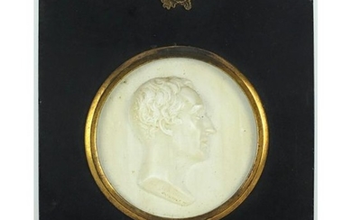 19th century white glass paste profile of Rev James