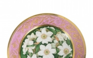 A Berlin KPM porcelain plate with white narci ...