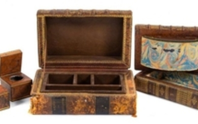 A Book Form Desk Set including 2 inkwells and