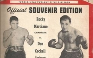 Boxing unsigned vintage magazine Referee souvenir edition for Rocky Marciano V Don Cockerill, in good condition, plus scruffy...