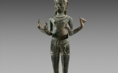 Cambodge, Art Khmer, style du Bayon, XIIe-XIIIe siècle Statuette de Lokesvara