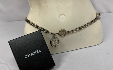 CHANEL SILVER CC COIN CHAIN BELT CONVERTS NECKLACE
