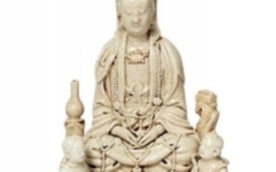 A Chinese Dehua porcelain Guanyin figure group,...