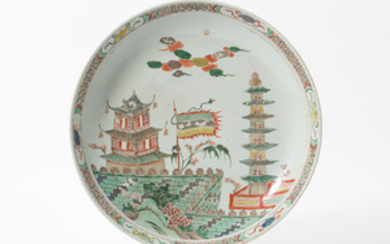 A Chinese famille verte dish