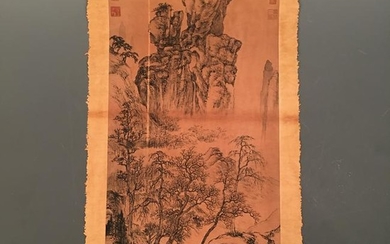 Chinese Watercolor Ink 'Landscape' Painting