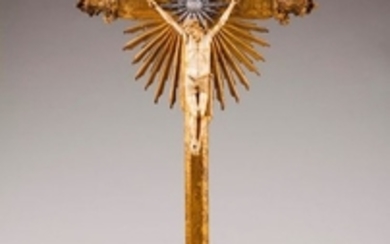 A crucified Christ Carved, polychrome and gilt woo…