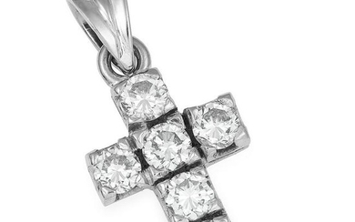 DIAMOND CROSS PENDANT set with round cut diamonds