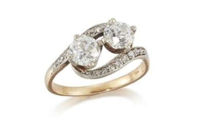 An Edwardian, diamond two stone ring, of...