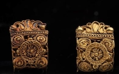 Pair of Etruscan Gold miniature Bauletto Earrings First half of...