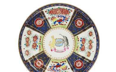 A FAMILLE ROSE AND GILT-DECORATED ARMORIAL PLATE FROM THE WOLTERBEEK SERVICE, CIRCA 1818
