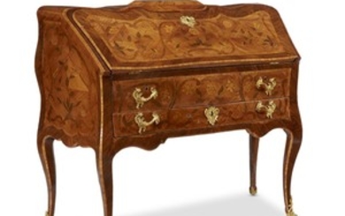 A fine Louis XV ormolu-mounted fruitwood floral marquetry kingwood...