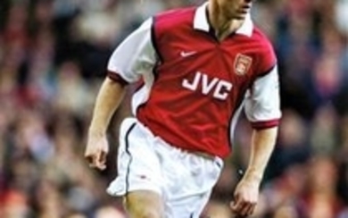 Football Dennis Bergkamp 16x12 signed colour photo pictured in action for Arsenal. Good Condition. All signed pieces come...