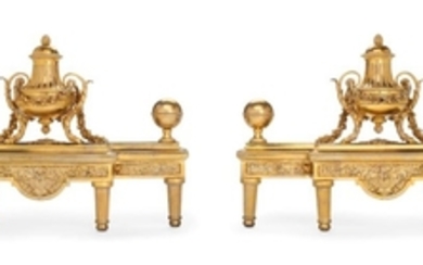 A PAIR OF FRENCH ORMOLU CHENETS, 19TH CENTURY