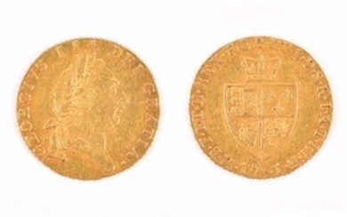 GEORGE III, 1760-1820. HALF GUINEA, 1791 Obv: Laureate bust right. Rev: Crowned 'spade'-shaped shield. EF. (1 coin)