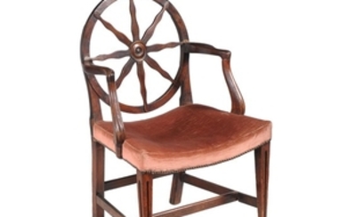A George III mahogany wheel back elbow chair, circa 1760
