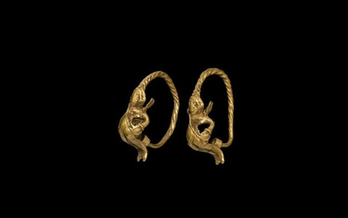 Greek Gold Putto Earring Pair