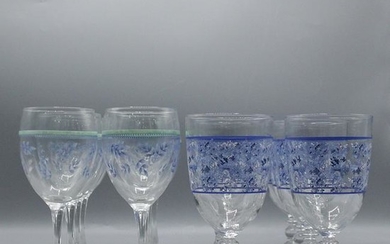Grouping of Hand Painted Wine, Cocktail Glasses, Floral
