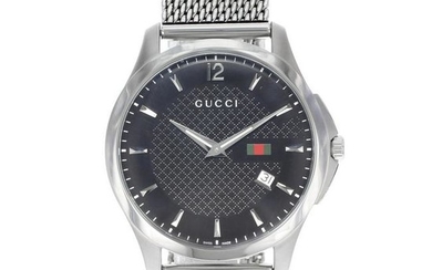 Gucci G-Timeless Black Dial Stainless Steel Mesh Band
