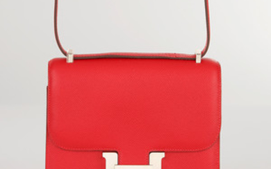 HERMS PARIS ANNE 2013 A Constance handbag in red leather...