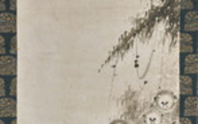 JAPANESE SCROLL PAINTING: Gibbons