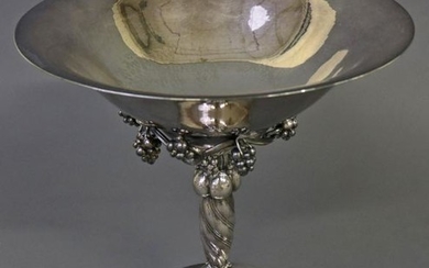 Large Grape Decorated Sterling Silver Compote