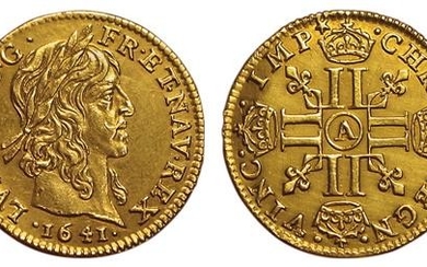 Louis XIII . Demi Louis d'or mèche longue 1641 A. …
