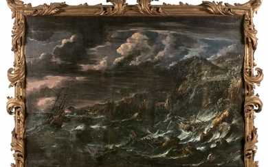 Matthijs van PLATTENBERG Anvers, 1607/08 - Paris, 1660 Scène de naufrage sur un littoral rocheux