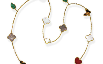 MOTHER-OF-PEARL AND HARDSTONE 'ALHAMBRA' NECKLACE, VAN CLEEF & ARPELS