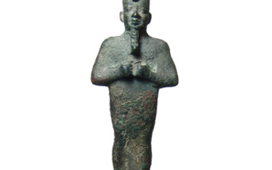 Nice Egyptian bronze standing figure of Osiris