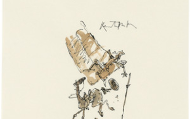 Quentin Blake (b. 1932), Don Quixote lifted from his horse by the sail of a windmill