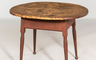 Red-painted Oval-top Tavern Table