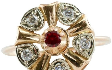 Red Ruby Diamond Ring 14K Rose White Gold July