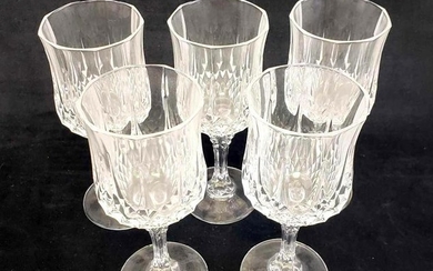 Set of 5 Cut Crystal Diamond Design Glasses