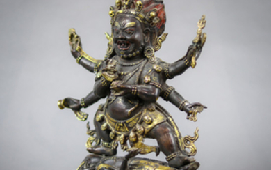 Sino-Tibetan Gilt Bronze Figure, Mahakala