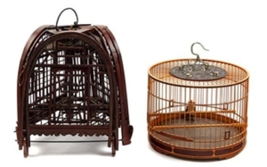 * Two Chinese Bamboo and Wood Birdcages