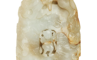 A WHITE AND RUSSET JADE 'ARCHAISTIC' PENDANT, 18TH-19TH CENTURY