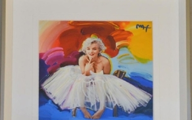 PETER MAX GICLEE OF MARILYN MONROE, seated in white